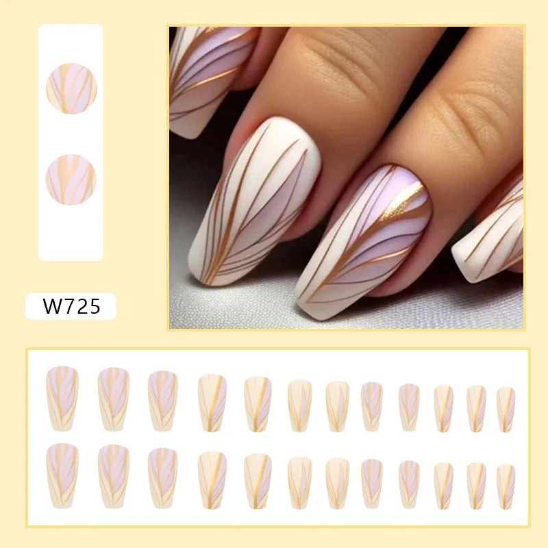 24pcs New Emboss Fake Nails