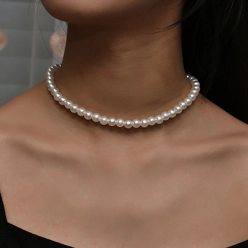 Pearl Beaded Choker Necklaces