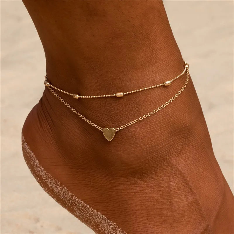 Shiny Sparkling Silver Color Anklet 2PCS