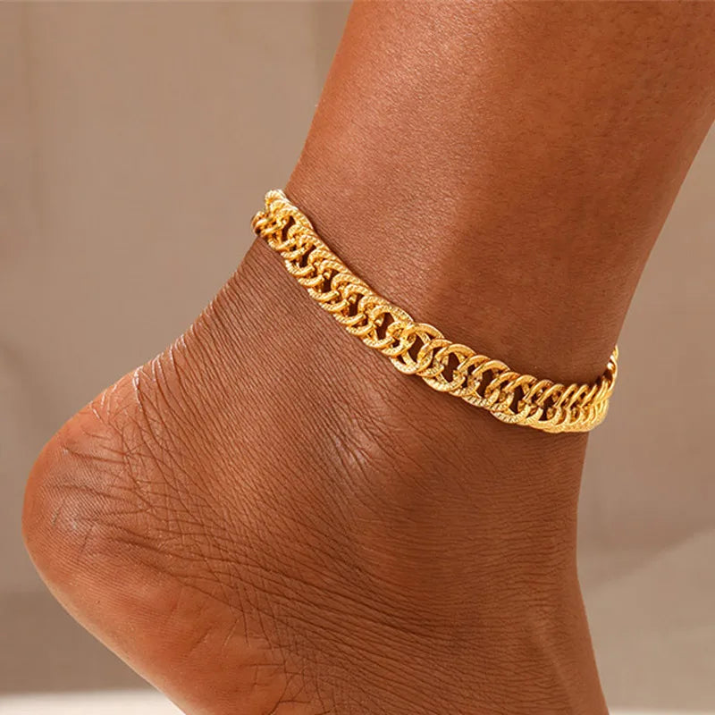 Gold Color Cuban Chain Anklet