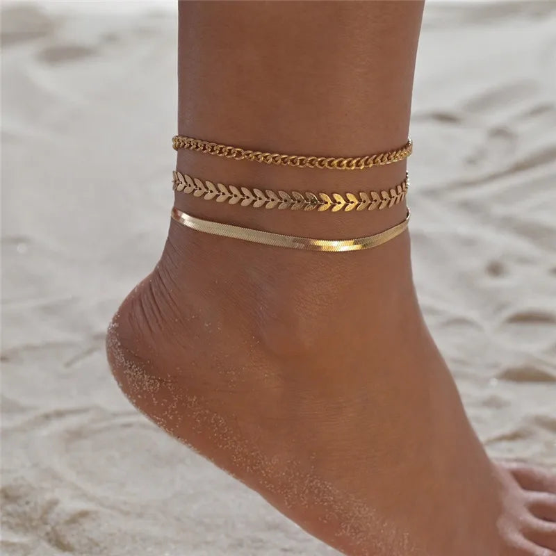 Gold Color Cuban Chain Anklet