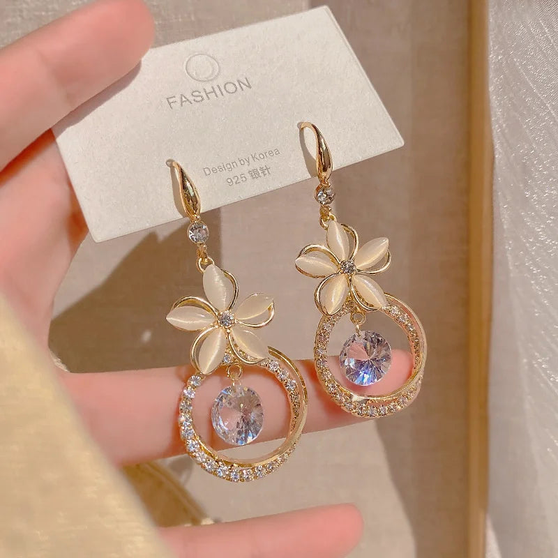 Flower Tassel Drop Earrings