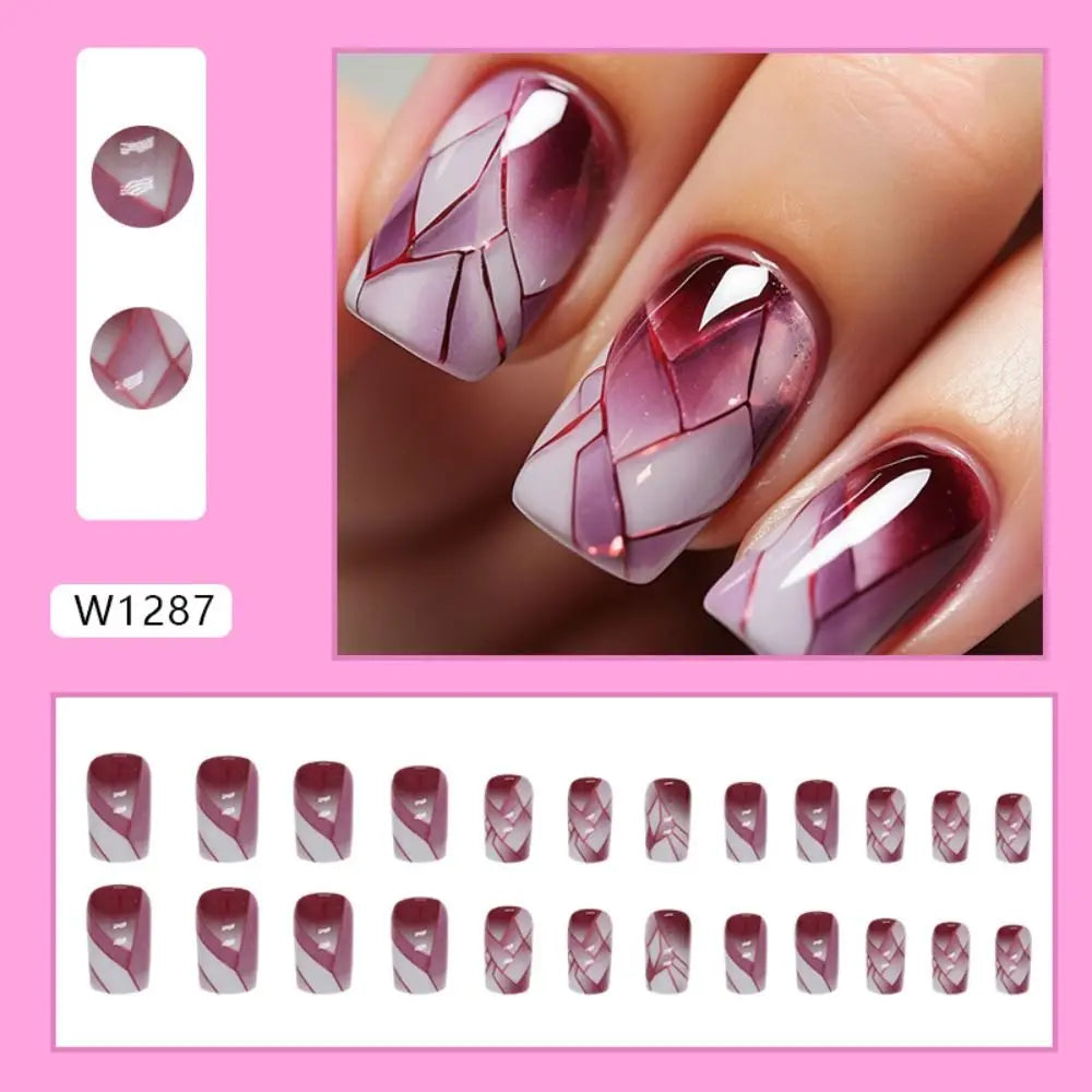 24pcs New Emboss Fake Nails