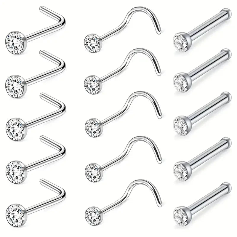 Queen 50 Pc Surgical Steel  Nostril Piercings