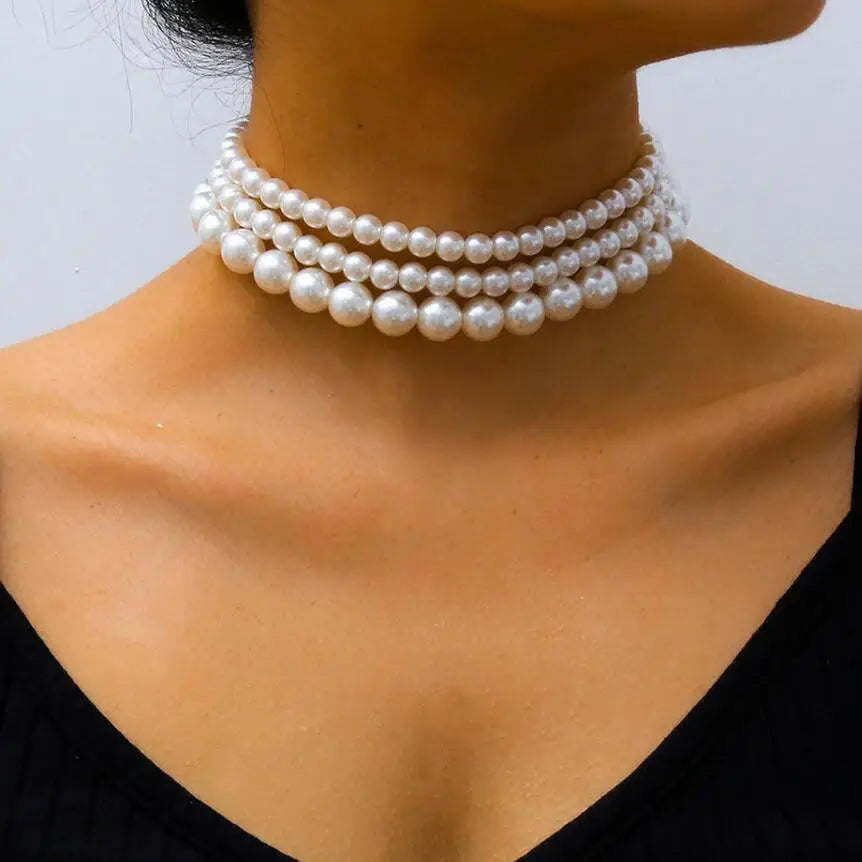 Pearl Beaded Choker Necklaces