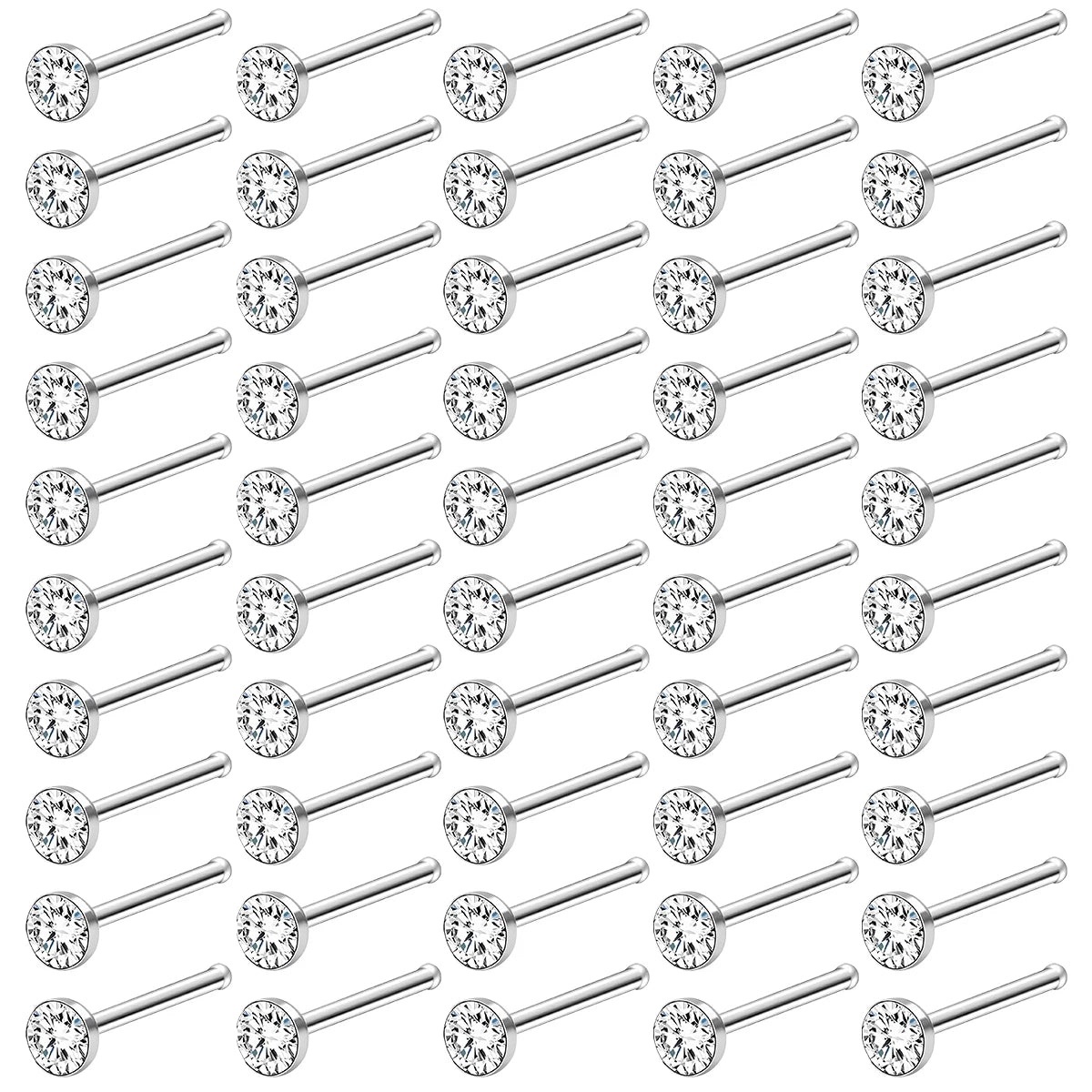 Queen 50 Pc Surgical Steel  Nostril Piercings