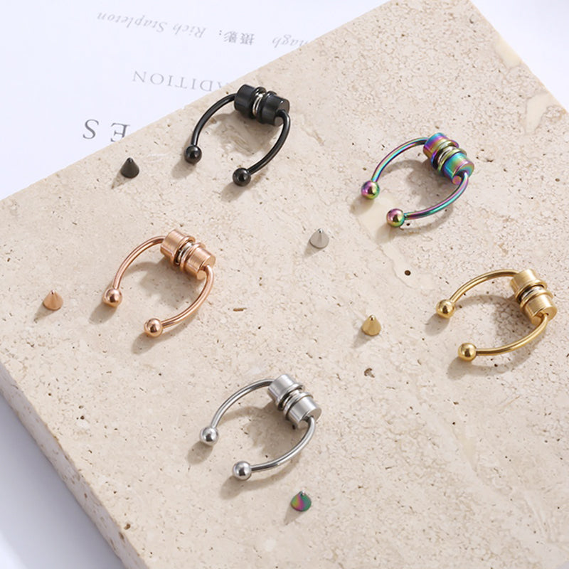 LARA 5pcs Stainless Steel Magnet Nose Ring