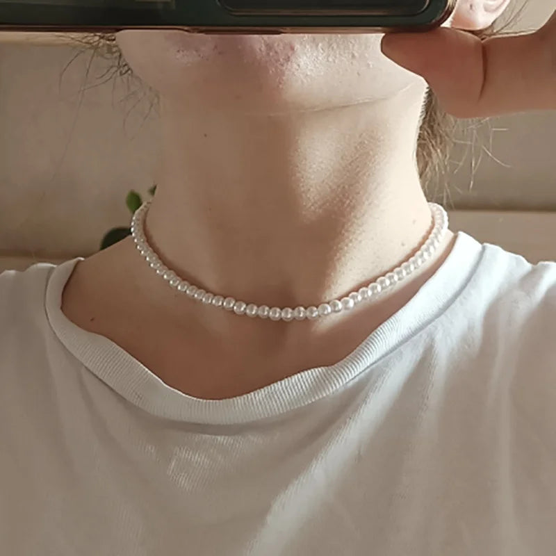 Pearl Beaded Choker Necklaces