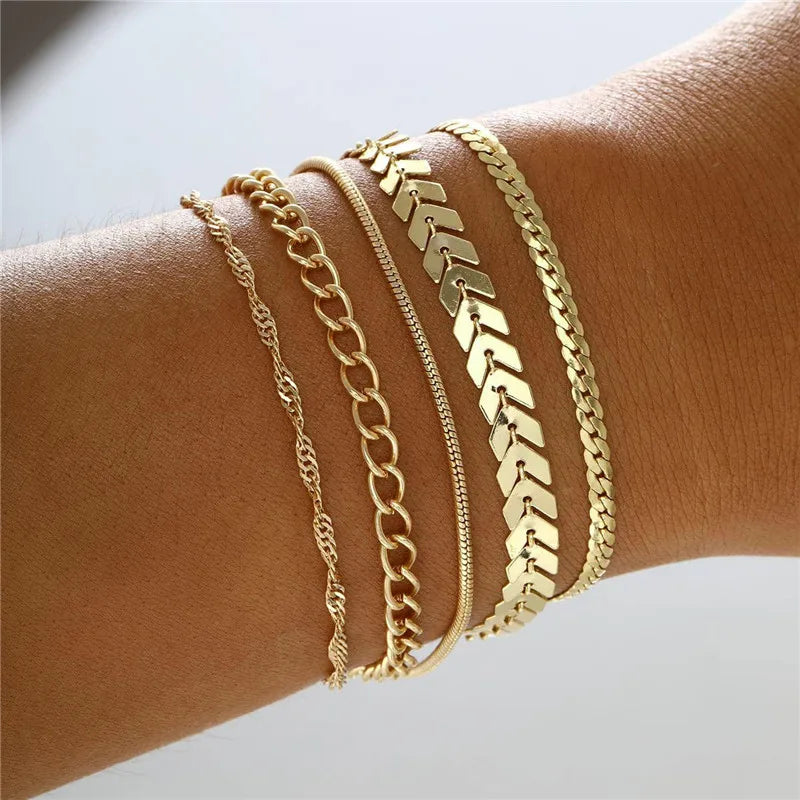 Chain Bracelet Set 5 pcs