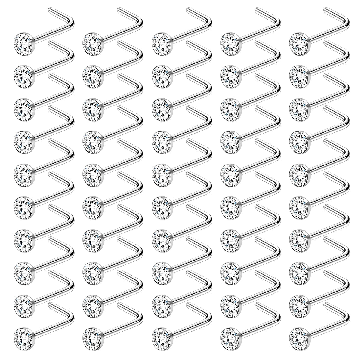 Queen 50 Pc Surgical Steel  Nostril Piercings