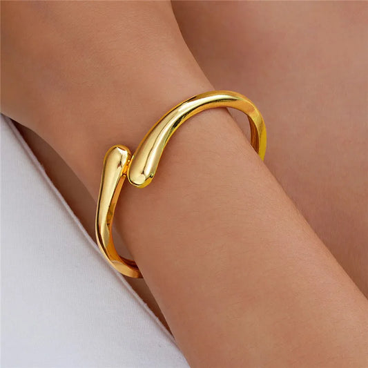 Wide Metal Bangle Ring