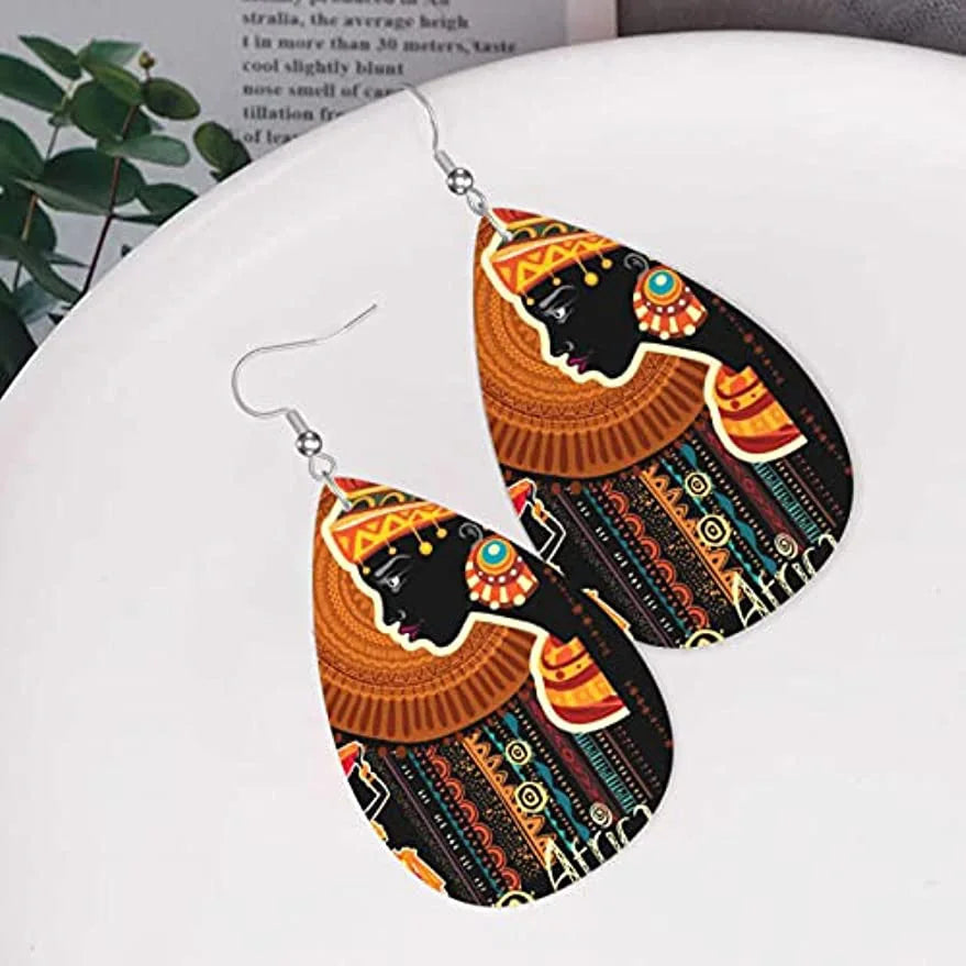 Tribal Teardrop Dangle Earrings