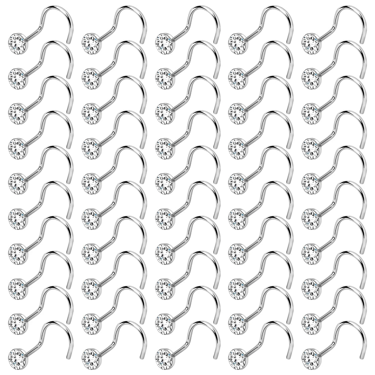 Queen 50 Pc Surgical Steel  Nostril Piercings