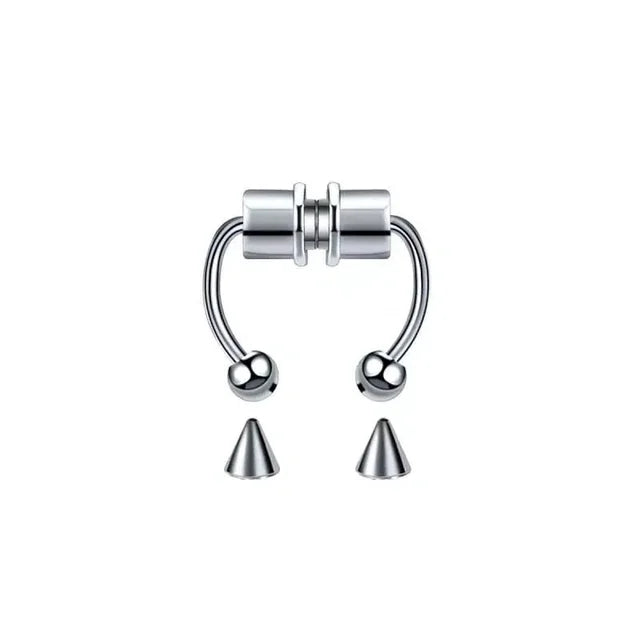 LARA 5pcs Stainless Steel Magnet Nose Ring