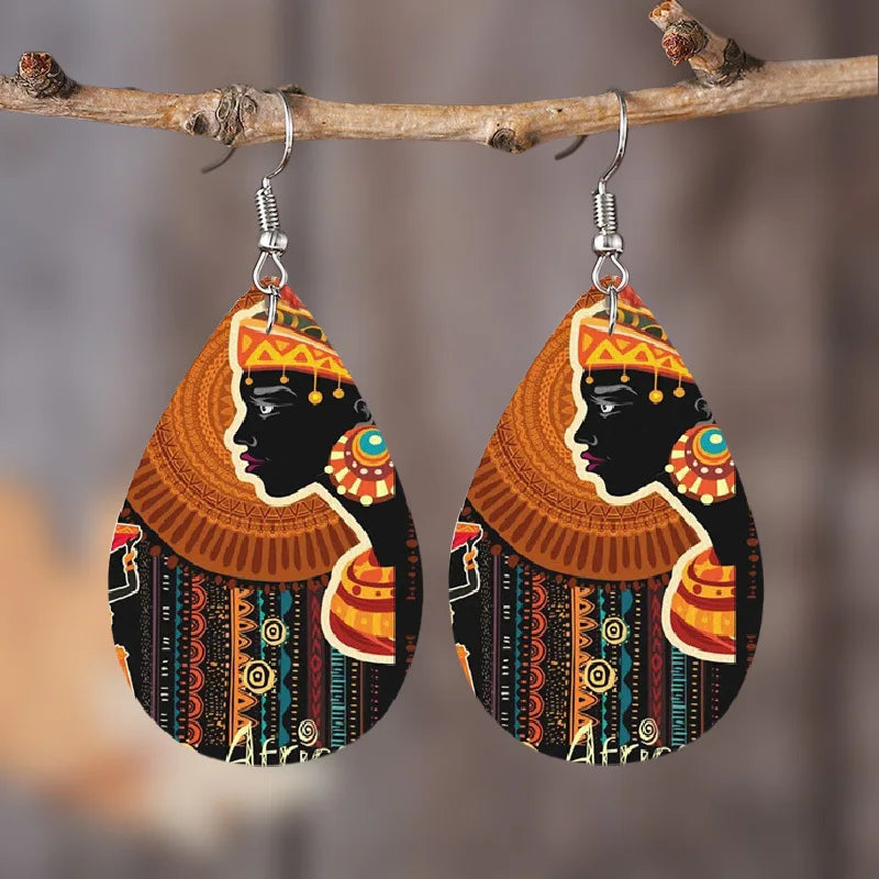 Tribal Teardrop Dangle Earrings